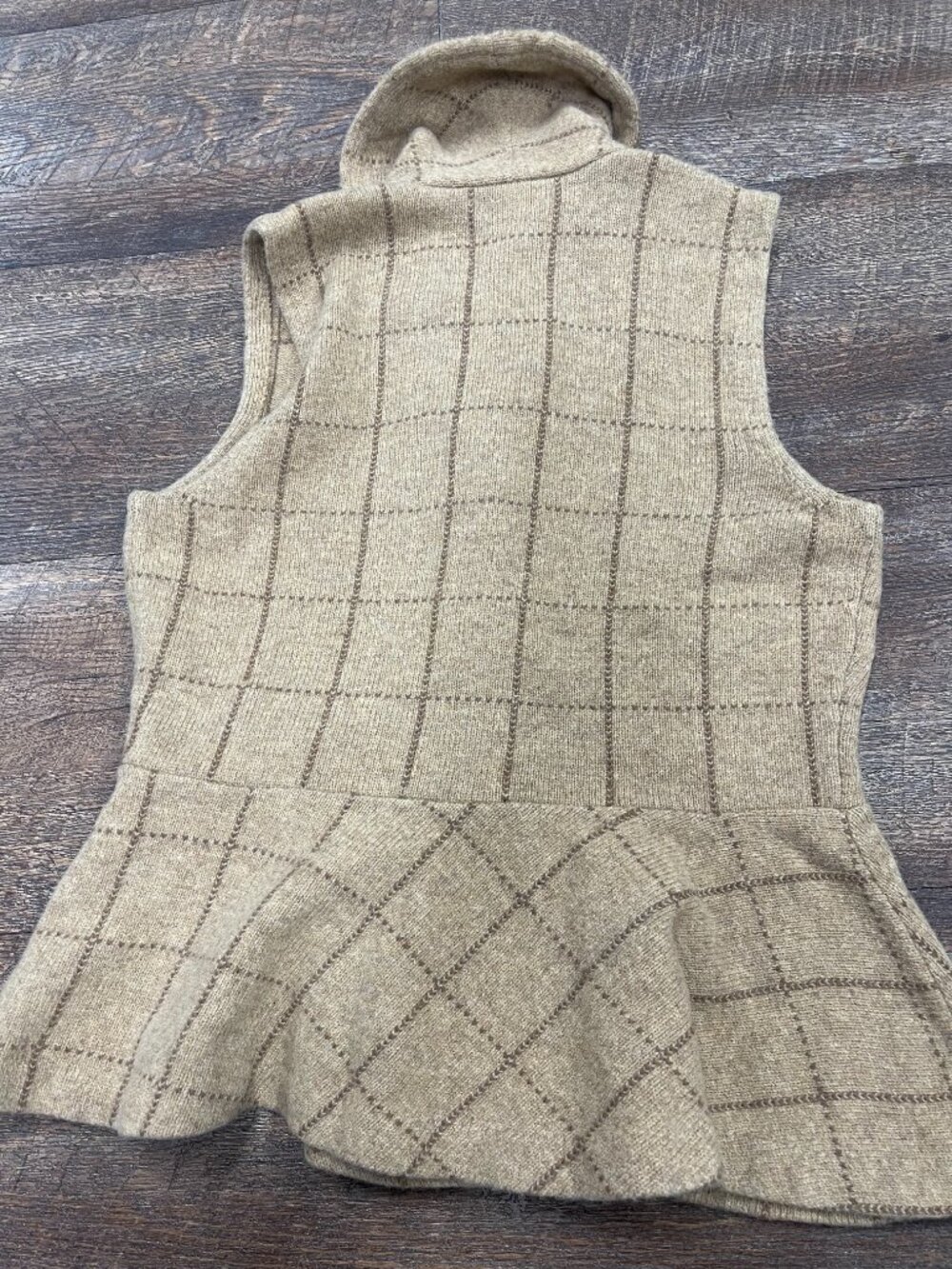 Vintage Lauren Ralph Lauren Lambswool Peplum Sweater Vest Petite Large - Picture 8 of 9